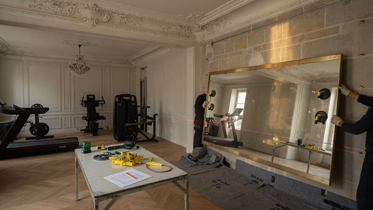 Miroirs professionnels en salle de sport haussmannienne : comment les intégrer sans risque structurel ?