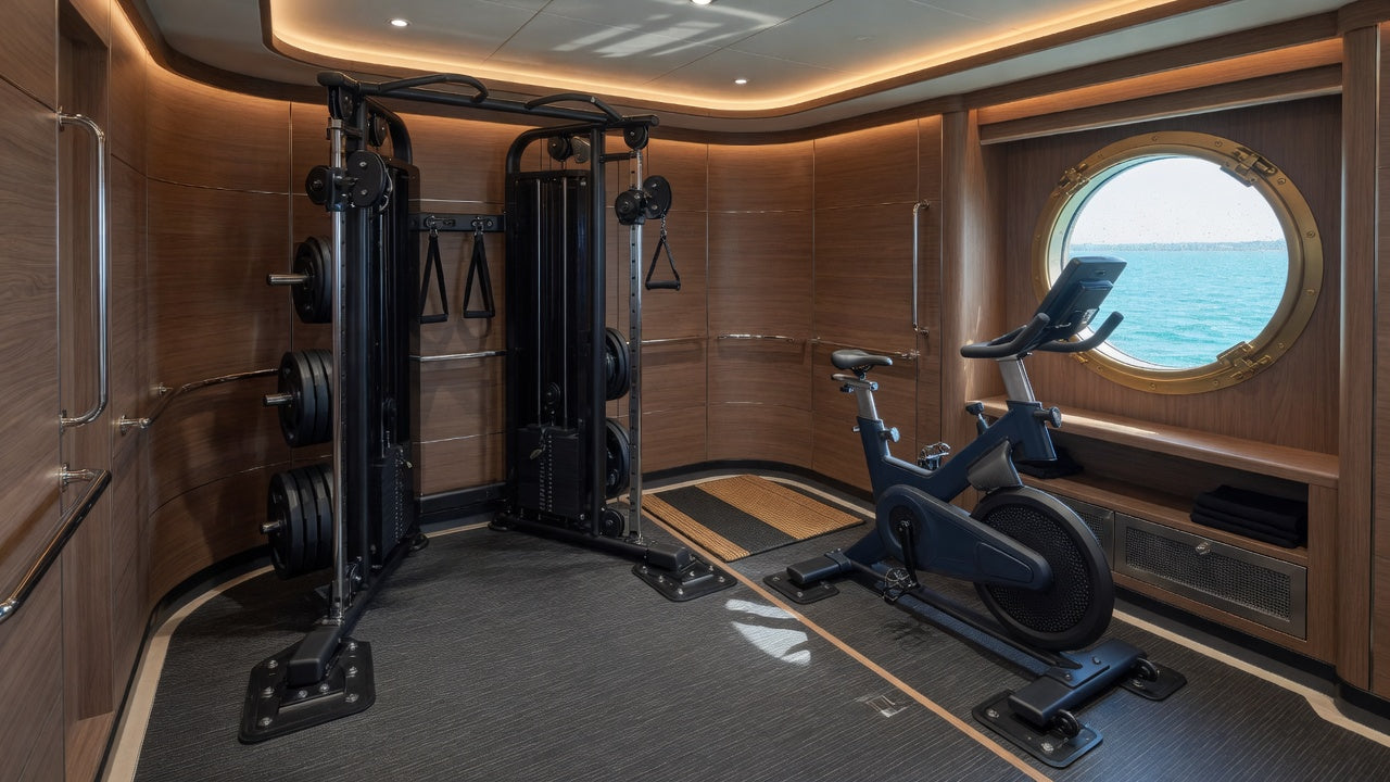 Concevoir une salle de sport dans un yacht de 30 mètres : poids, vibrations, corrosion — rien ne s'improvise