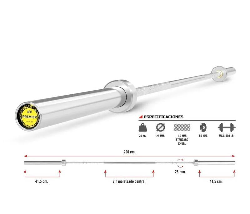 Barre Hard Chromed Premier 220cm/50mm (Neuf)
