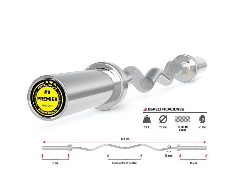 Barre Premier Chromed Curl Z 120cm/50mm (Neuf)