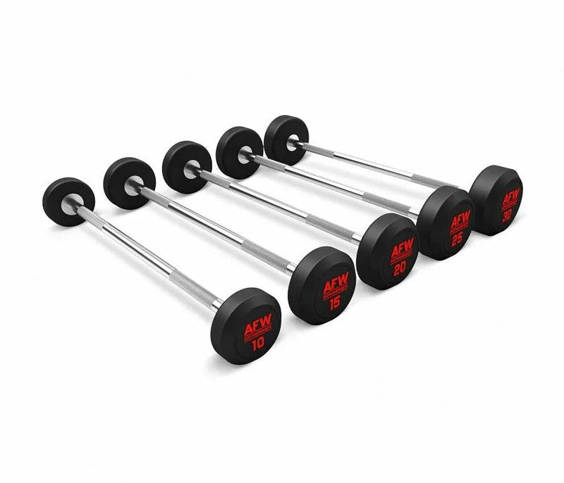 Kit 5 Barres Droites Biceps Caoutchouc R Plus 10 à 30kg (Neuf)