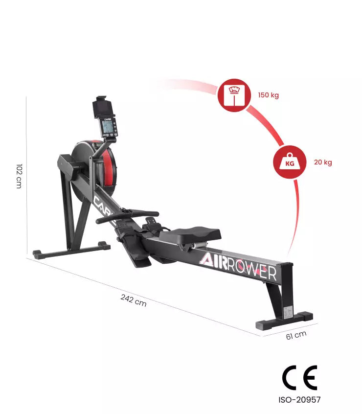 Air Rower - Rameur à air avec résistance manuelle ajustable (Neuf)